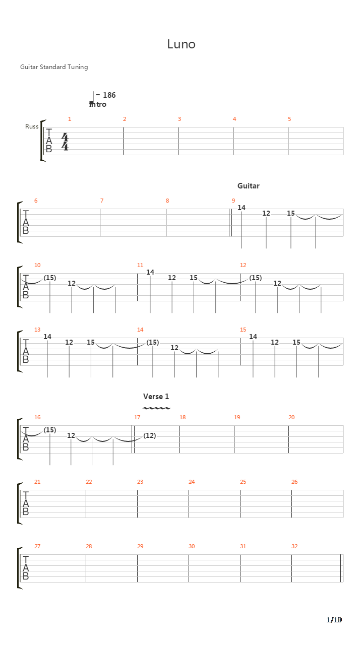 Luno吉他谱
