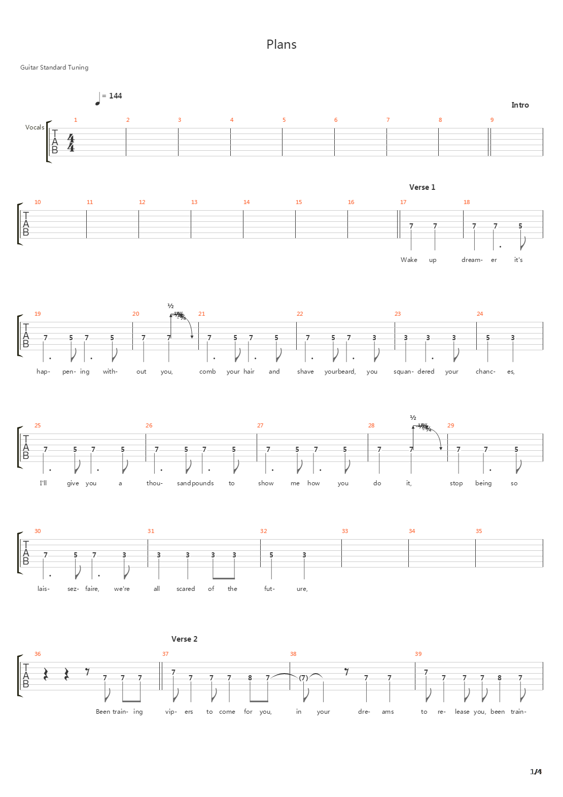 Plans吉他谱