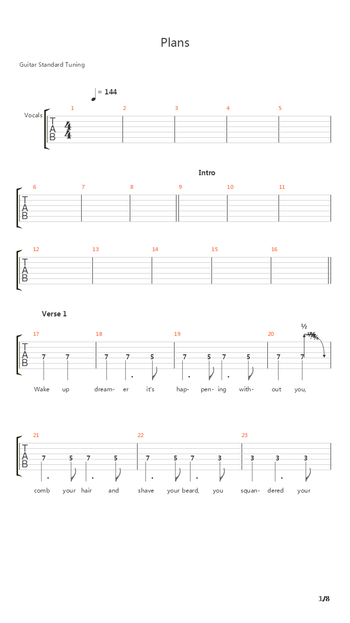 Plans吉他谱