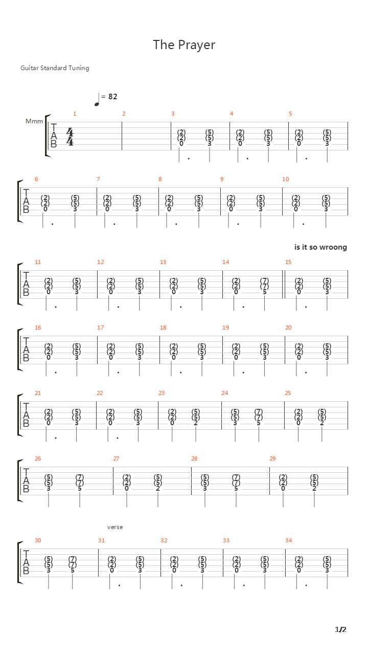 Prayer吉他谱