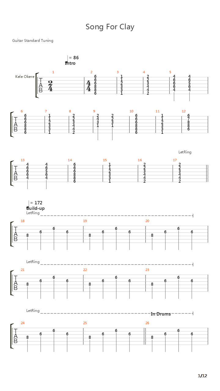 Song For Clay Disappear Here吉他谱