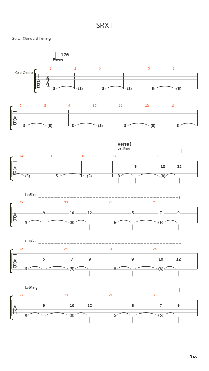 Srxt吉他谱