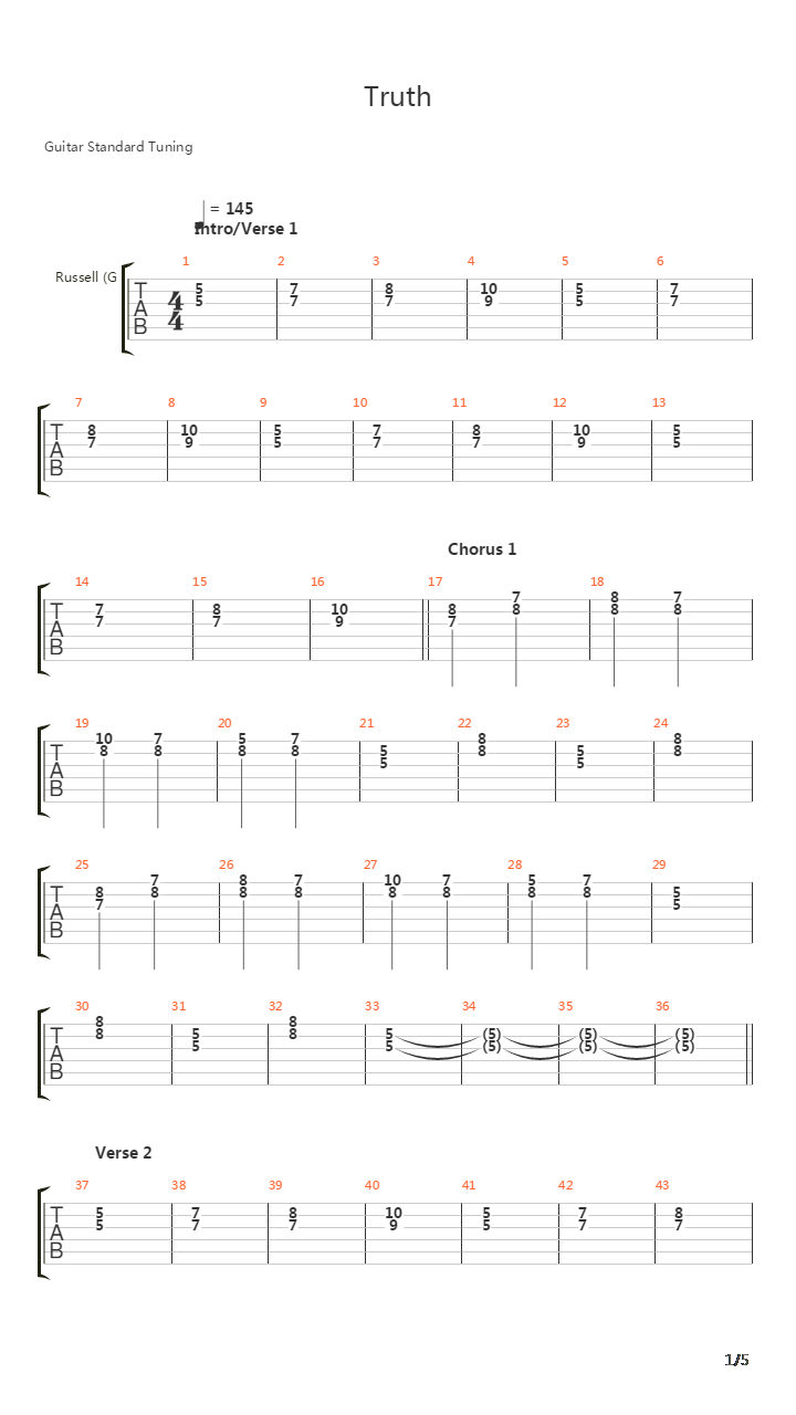 Truth吉他谱