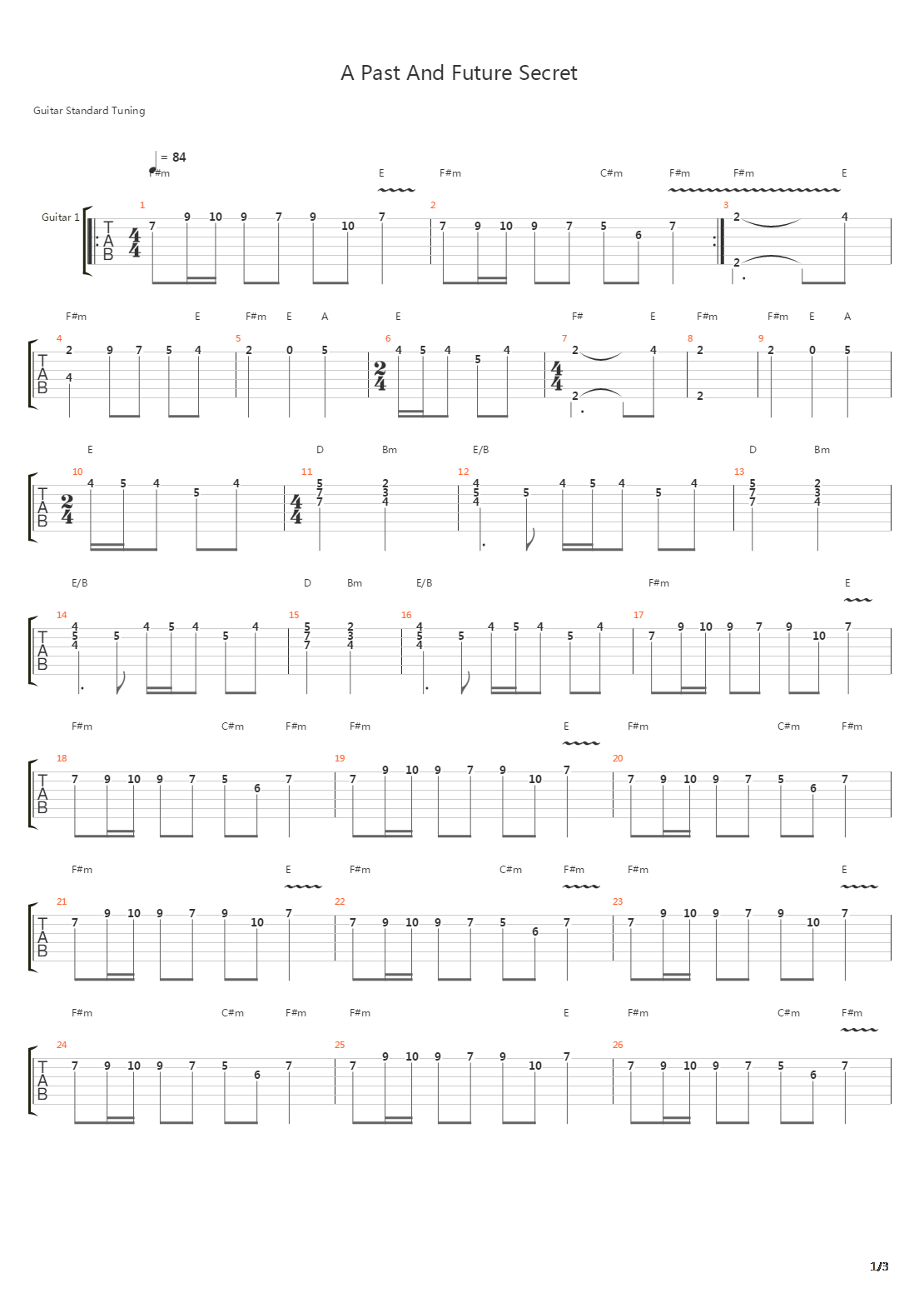 A Past And Future Secret吉他谱