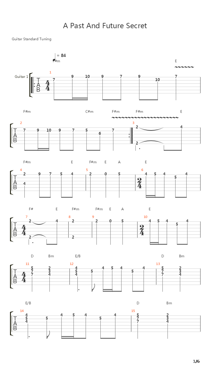 A Past And Future Secret吉他谱
