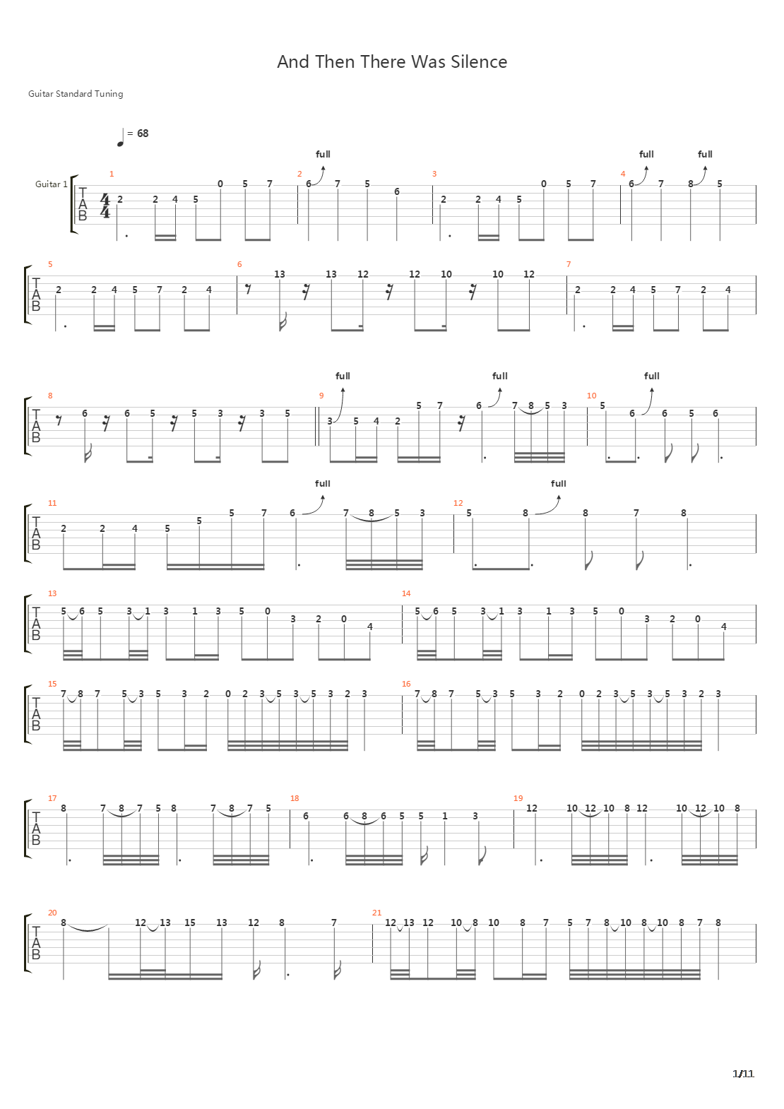 And Then There Was Silence吉他谱
