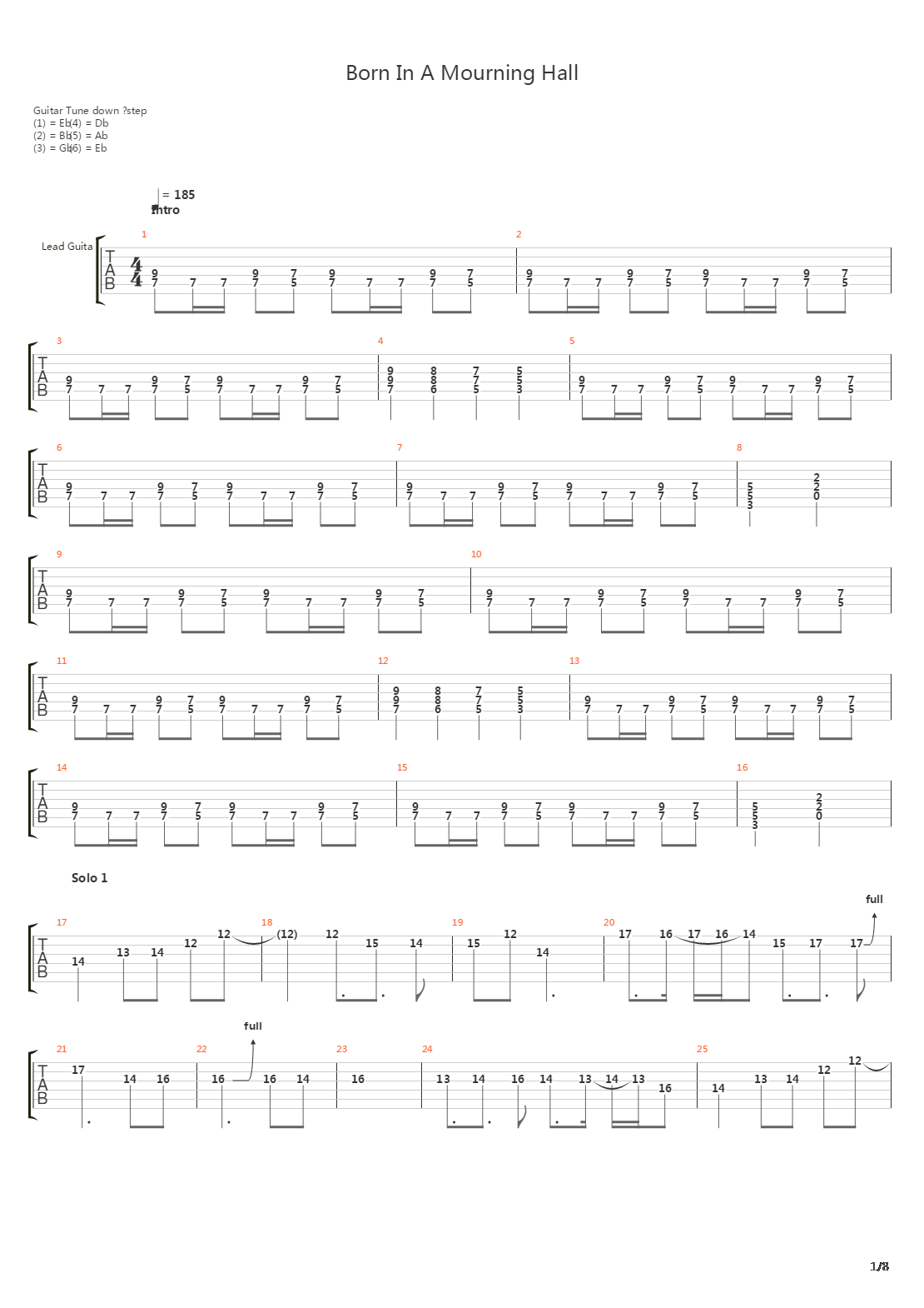 Born In A Mourning Hall吉他谱