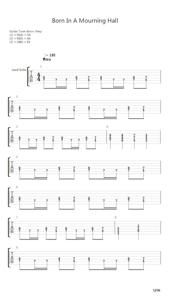 Born In A Mourning Hall吉他谱