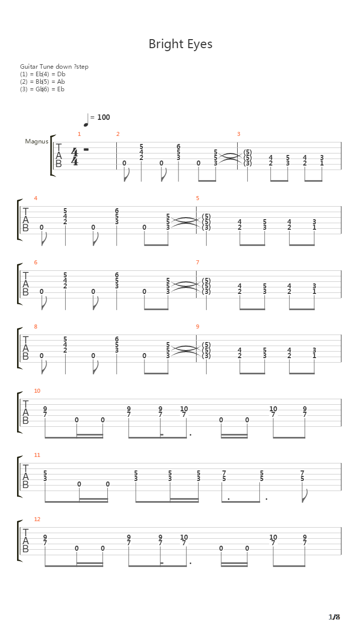 Bright Eyes吉他谱