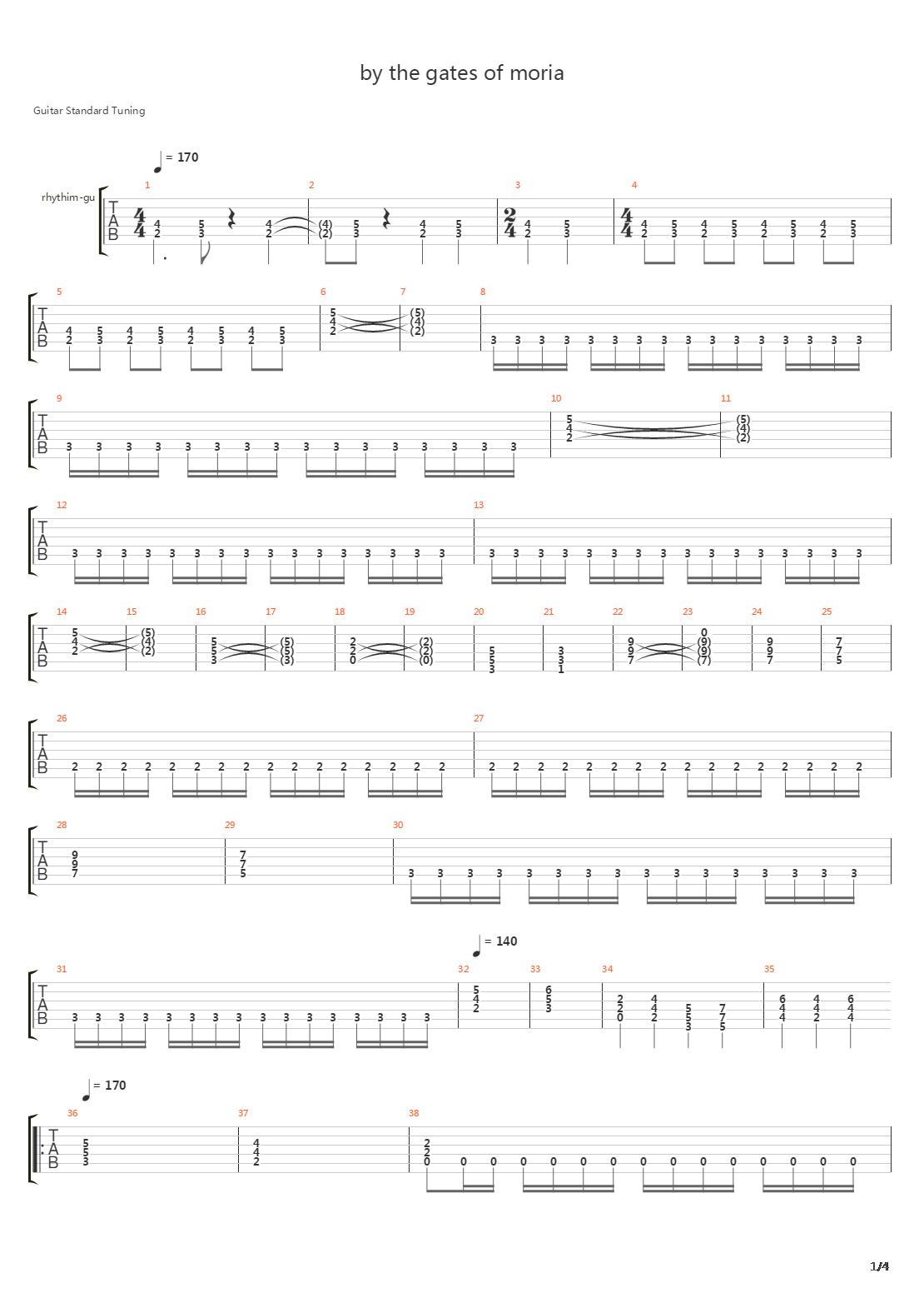 By The Gates Of Moria吉他谱