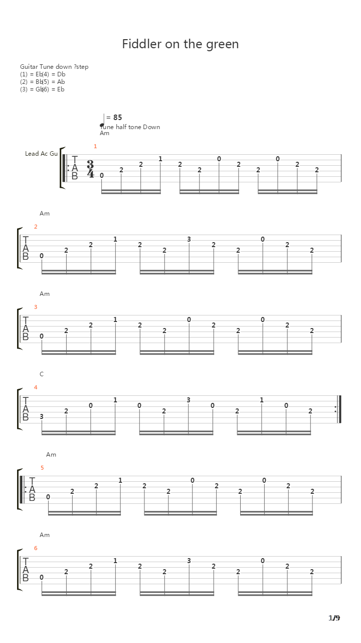 Fiddler On The Green吉他谱