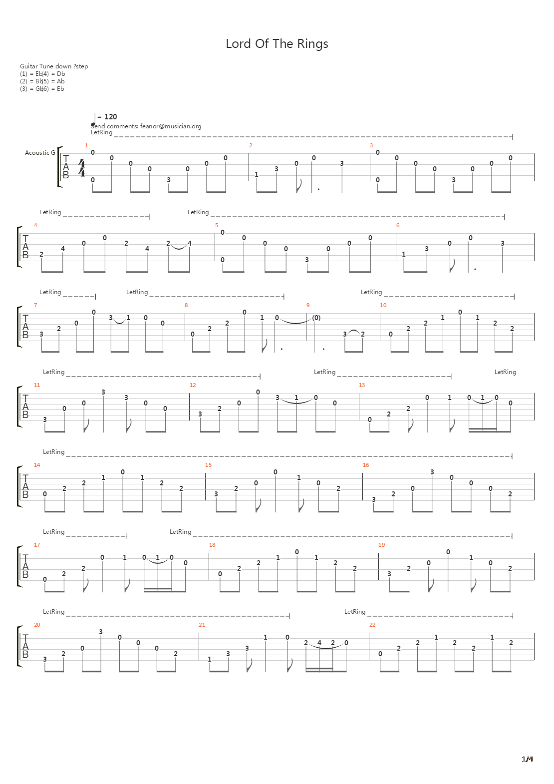 Lord Of The Rings吉他谱