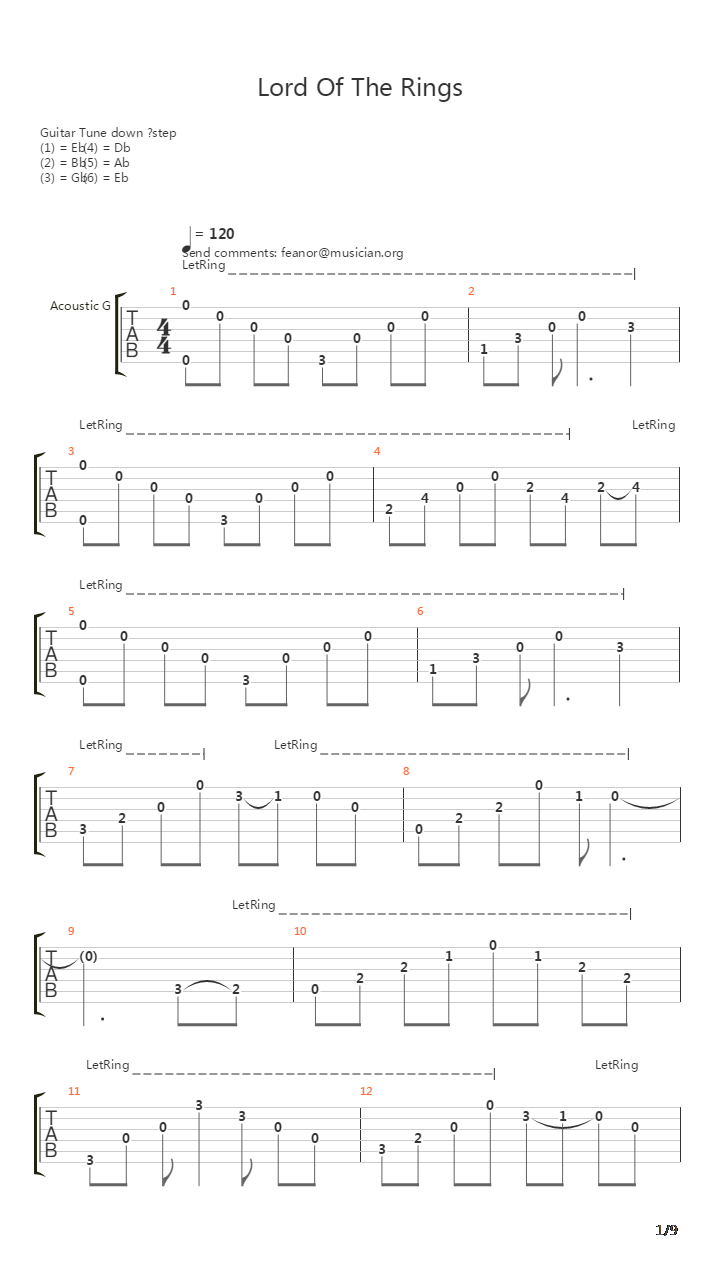 Lord Of The Rings吉他谱
