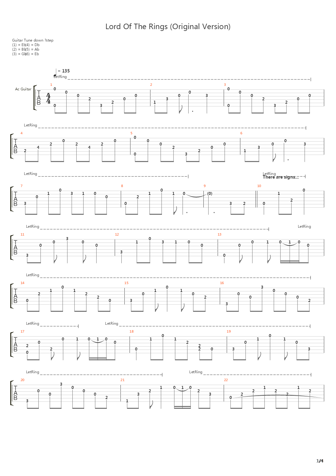 Lord Of The Rings吉他谱