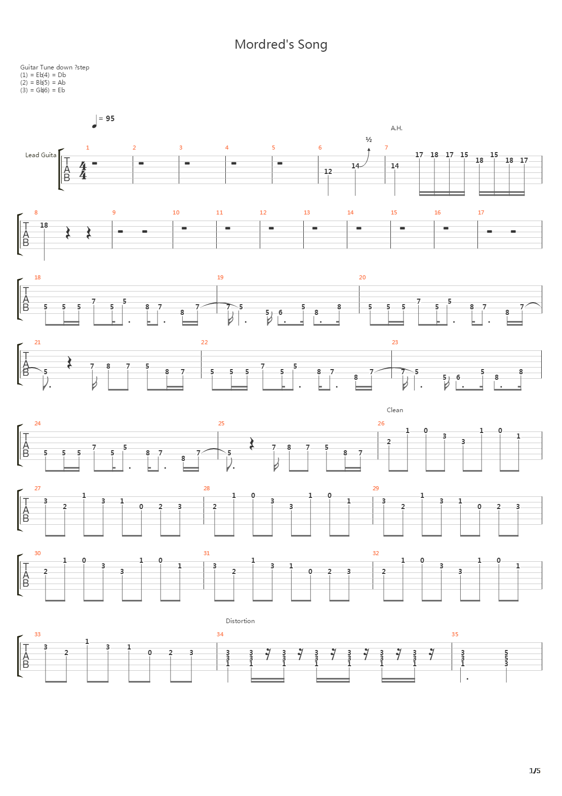 Mordreds Song吉他谱