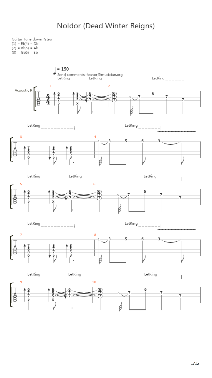 Noldor Dead Winter Reigns吉他谱