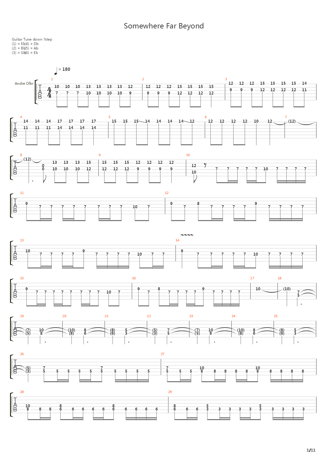 Somewhere Far Beyond吉他谱