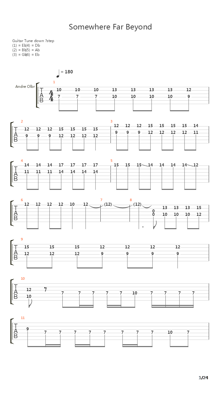 Somewhere Far Beyond吉他谱