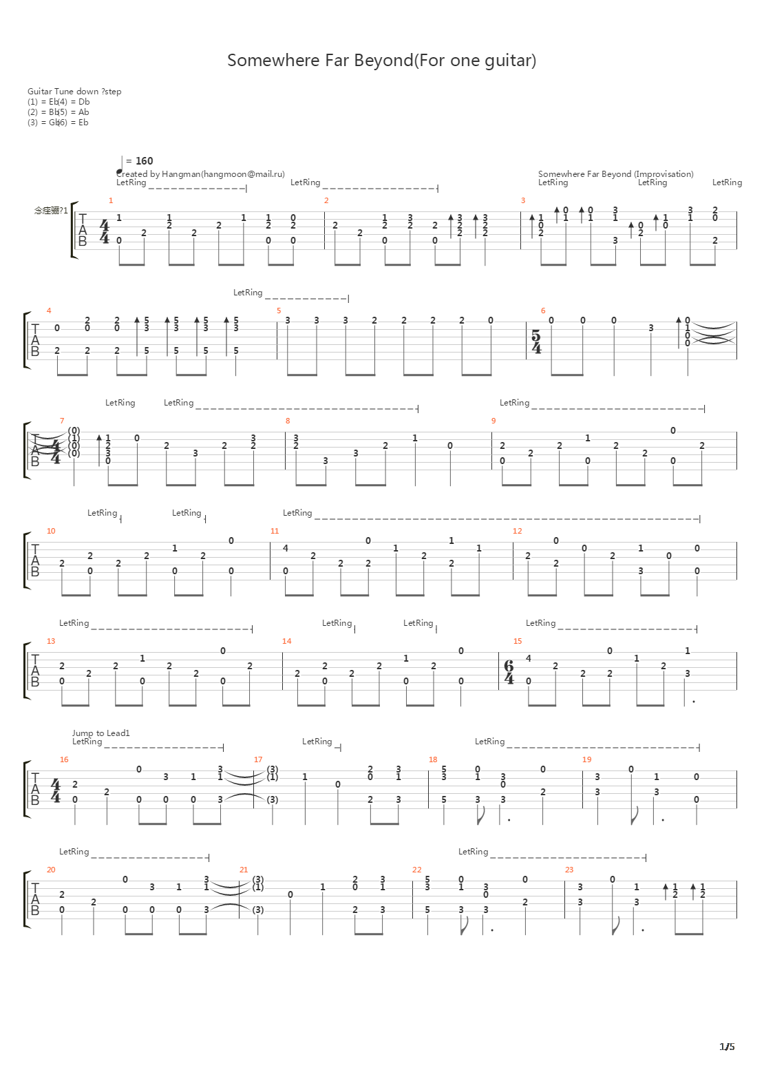 Somewhere Far Beyond吉他谱