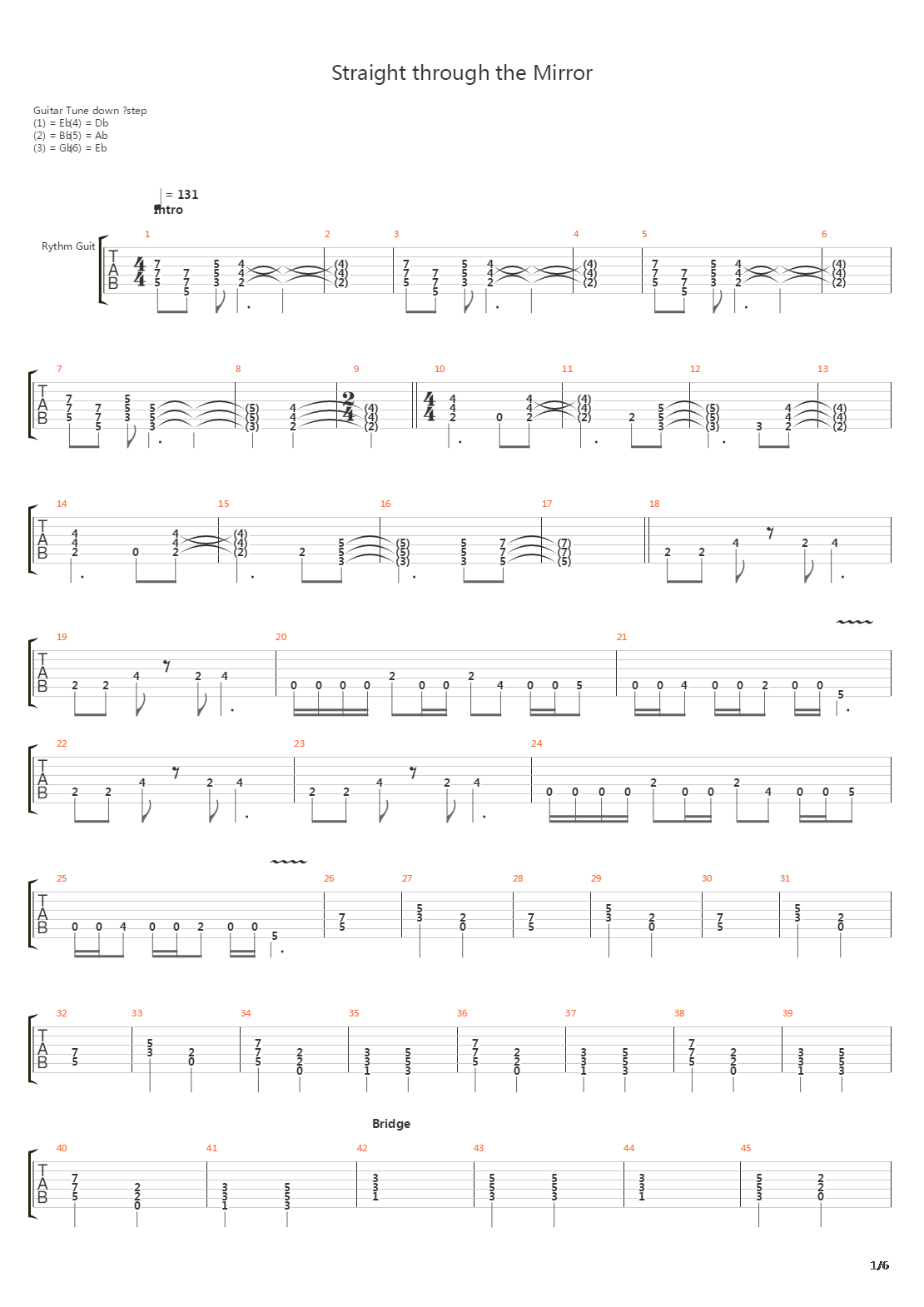 Straight Through The Mirror吉他谱