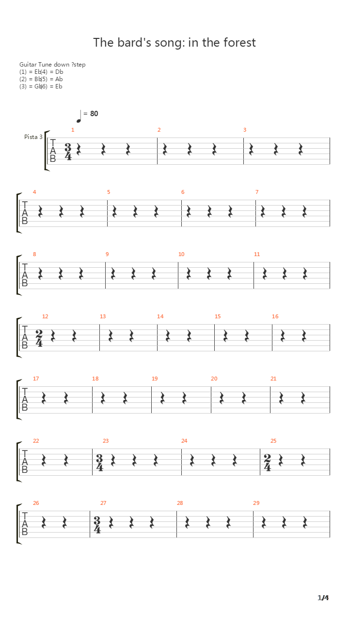 The Bards Song In The Forest吉他谱