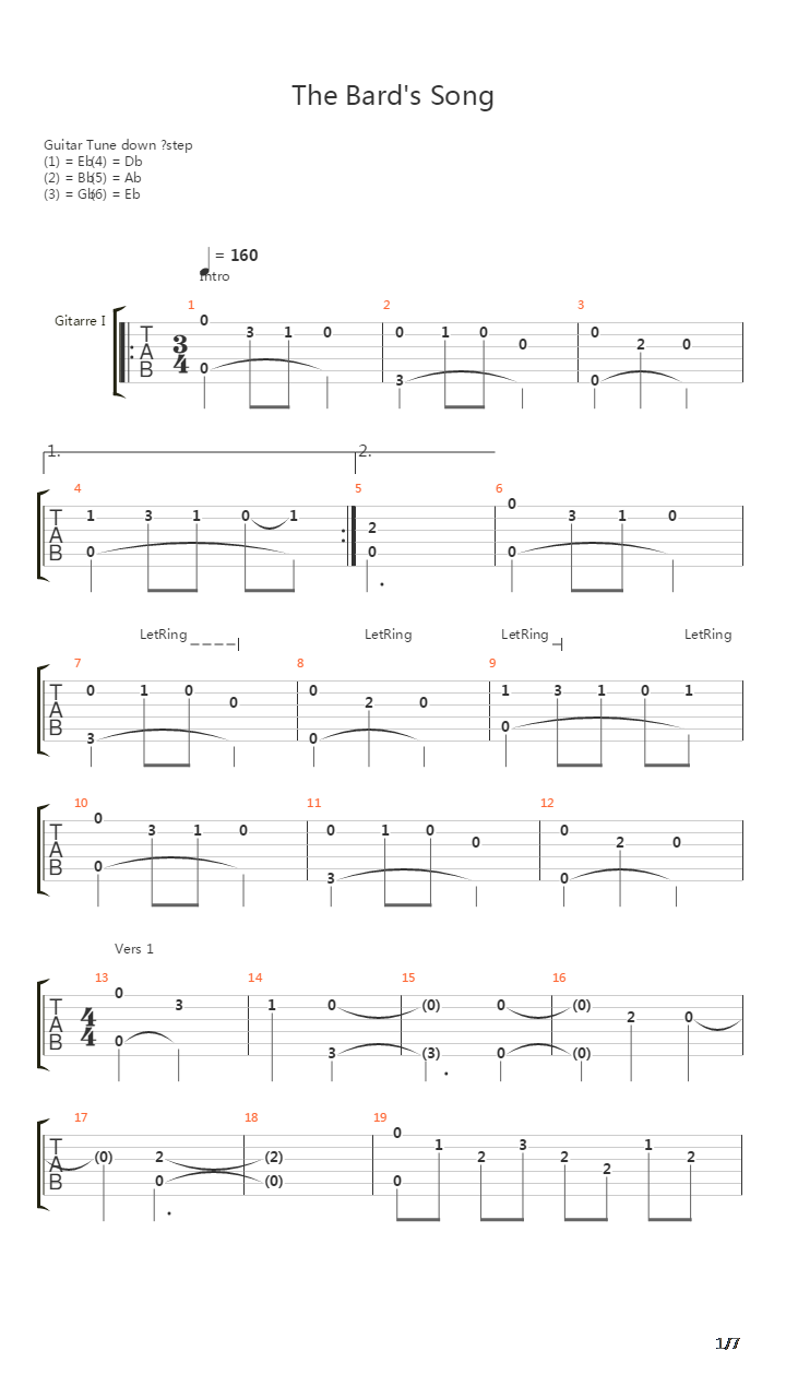 The Bards Song吉他谱