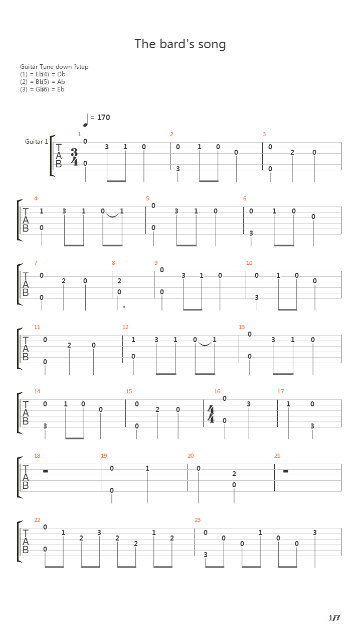 The Bards Song吉他谱