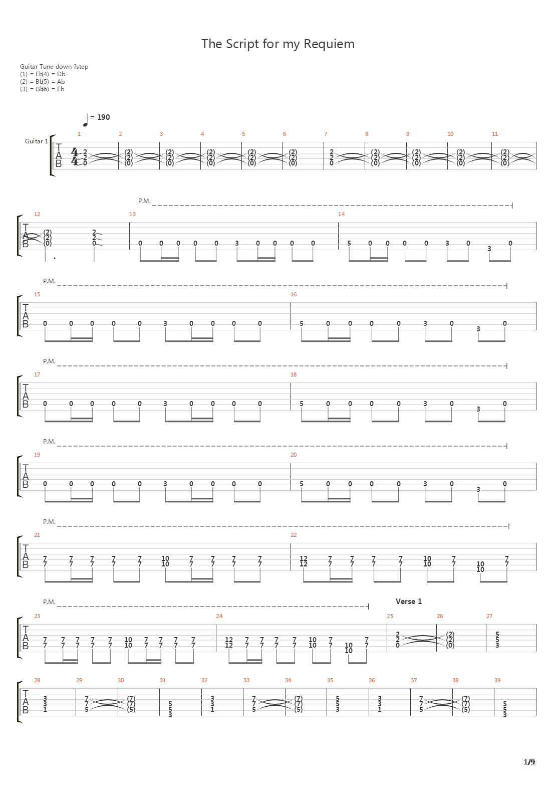 The Script For My Requiem吉他谱