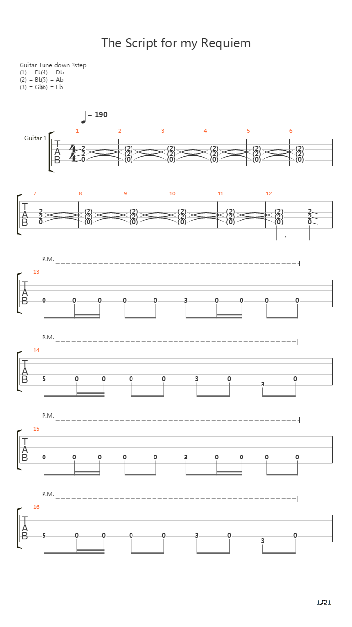 The Script For My Requiem吉他谱