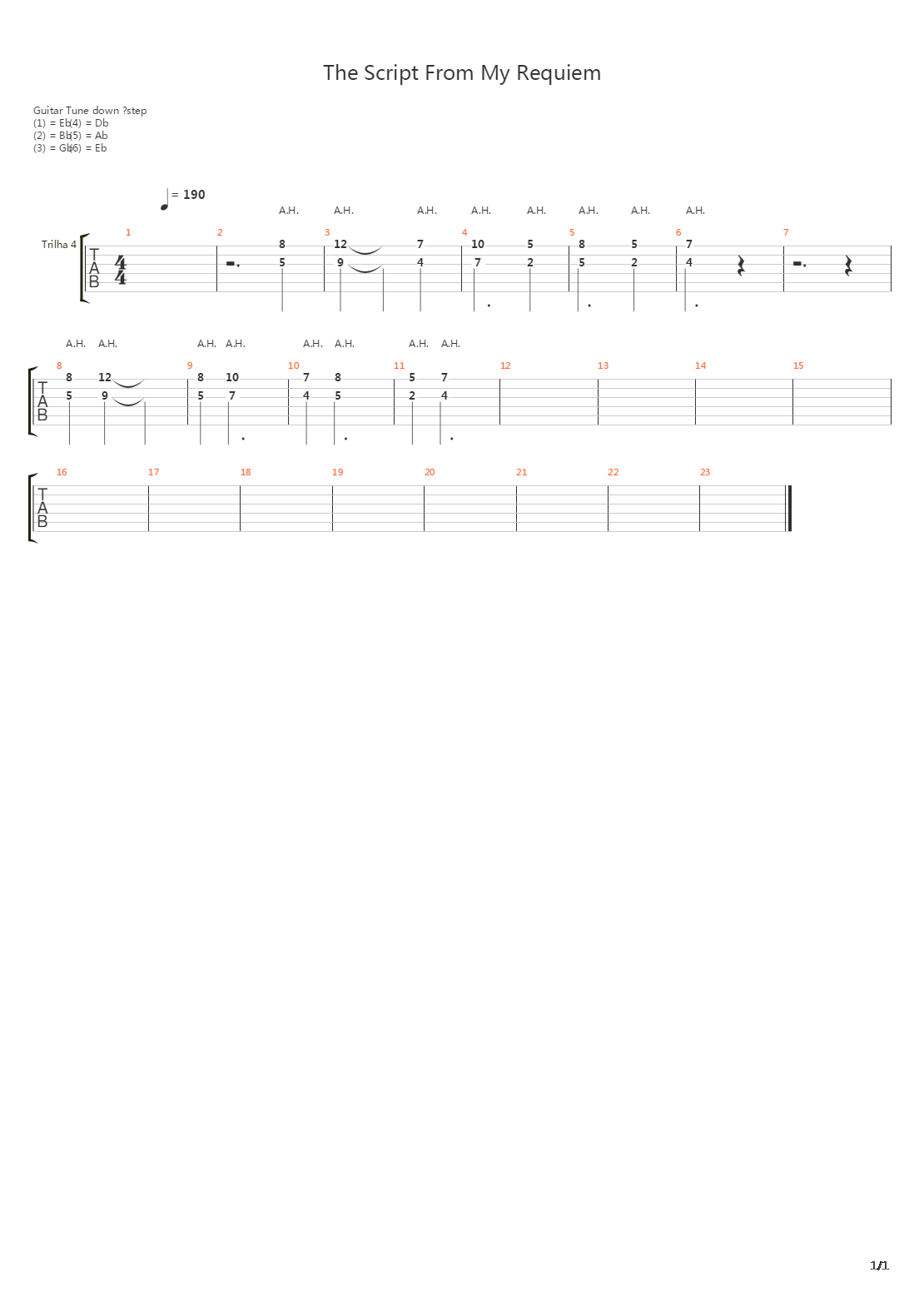 The Script From My Requiem吉他谱