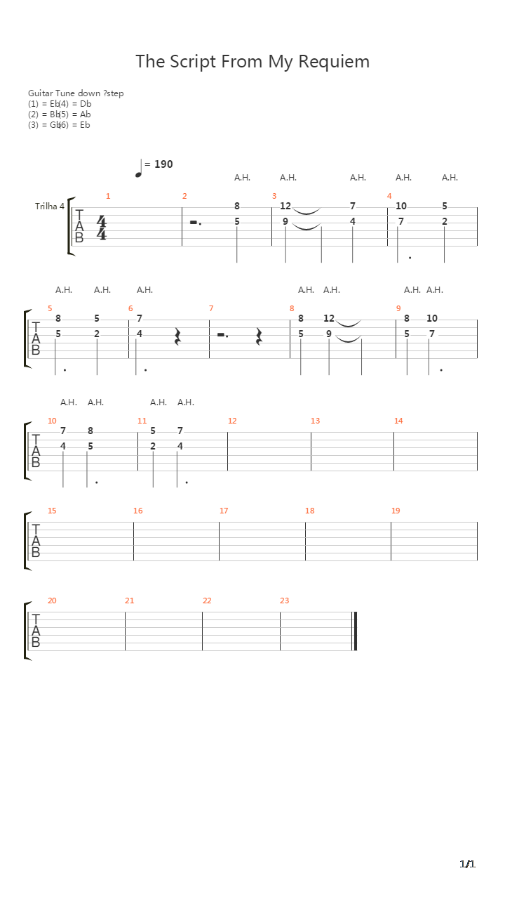 The Script From My Requiem吉他谱