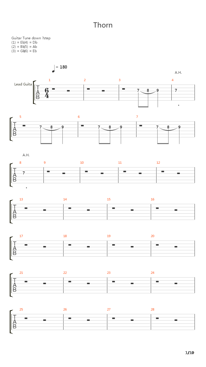 Thorn吉他谱