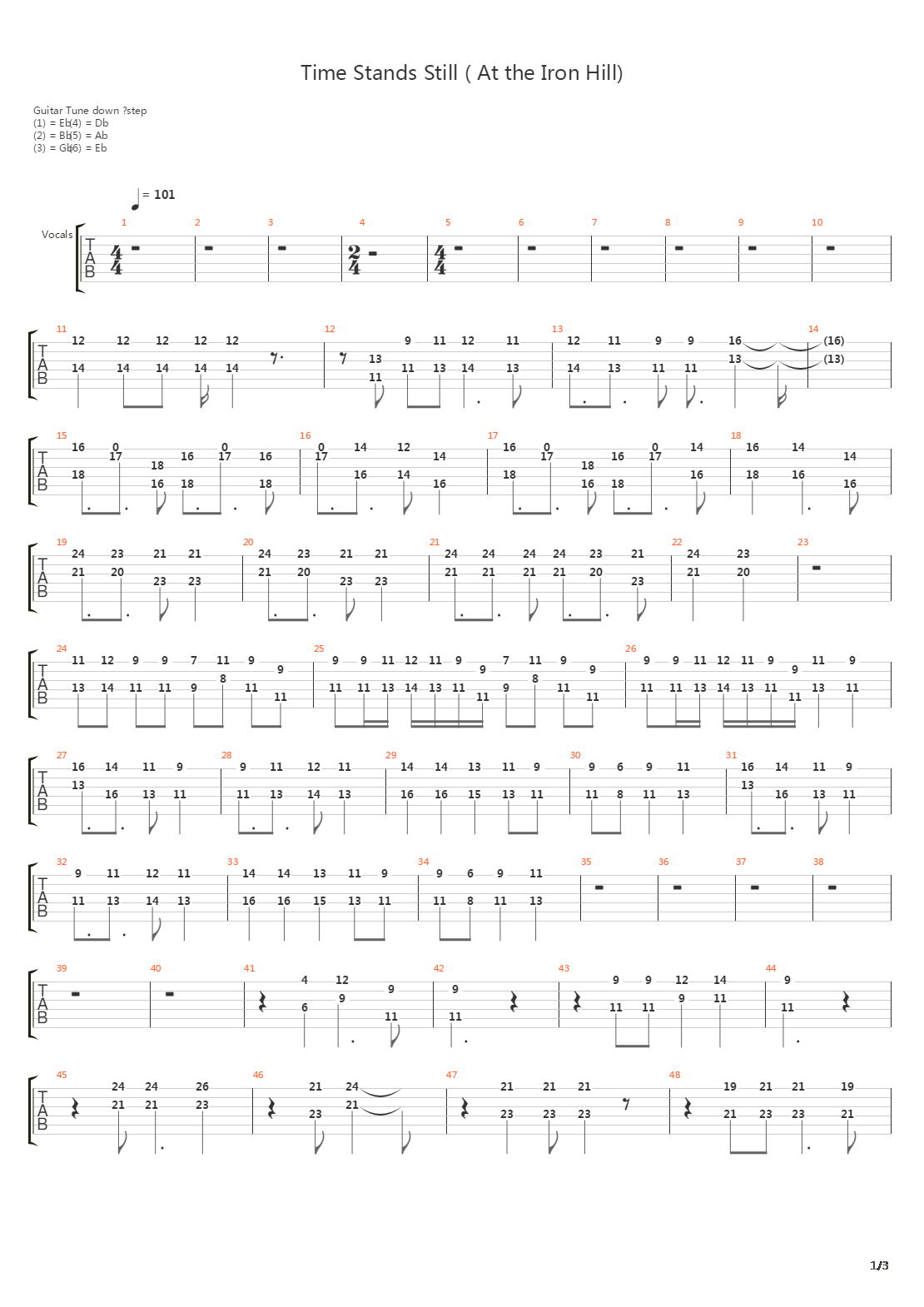 Time Stands Still At The Iron Hill吉他谱