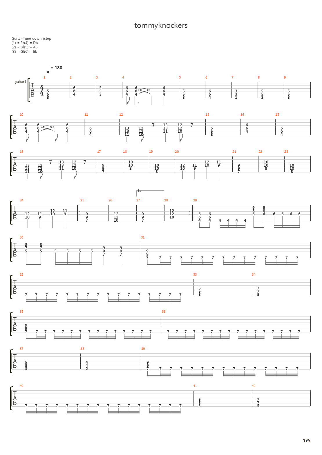 Tommyknockers吉他谱