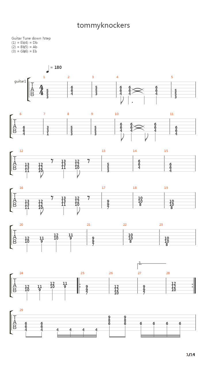 Tommyknockers吉他谱
