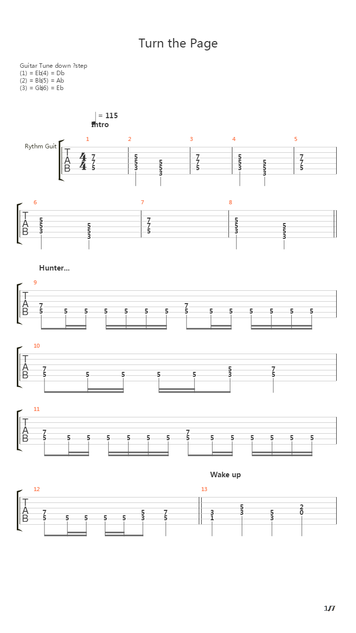 Turn The Page吉他谱
