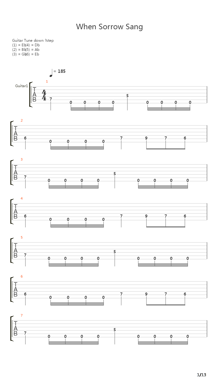 When Sorrow Sang吉他谱