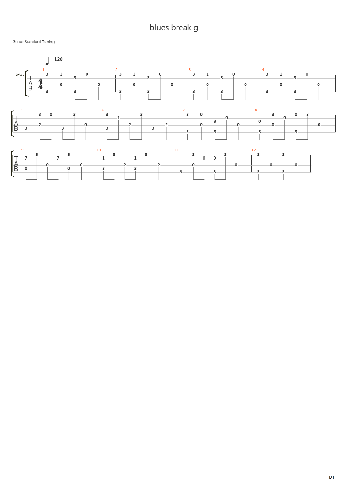blues break g吉他谱