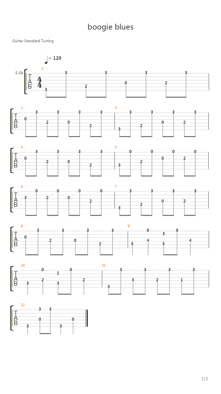 boogie blues吉他谱