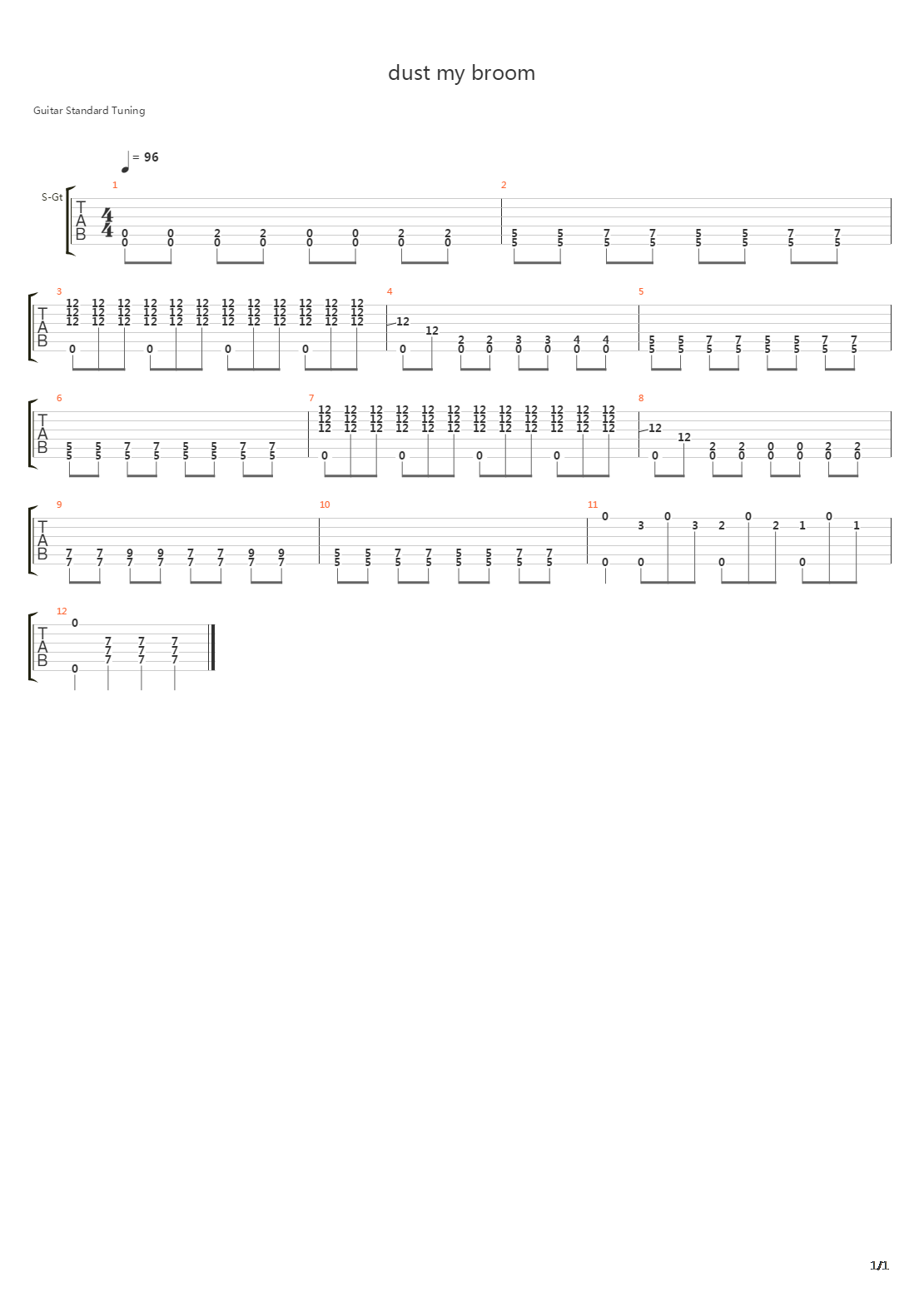 dust my broom吉他谱