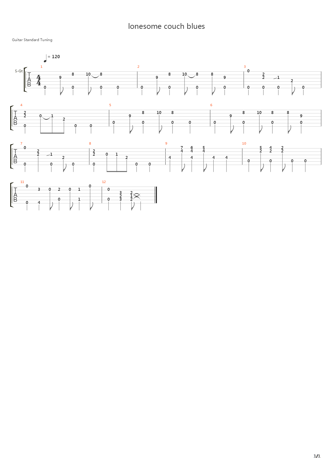 lonesome couch blues吉他谱