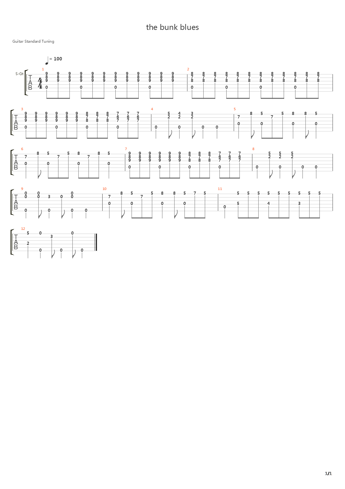 the bunk blues吉他谱