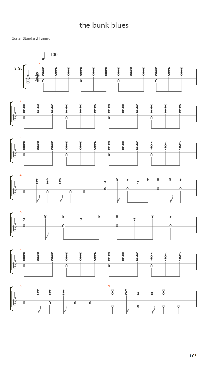 the bunk blues吉他谱