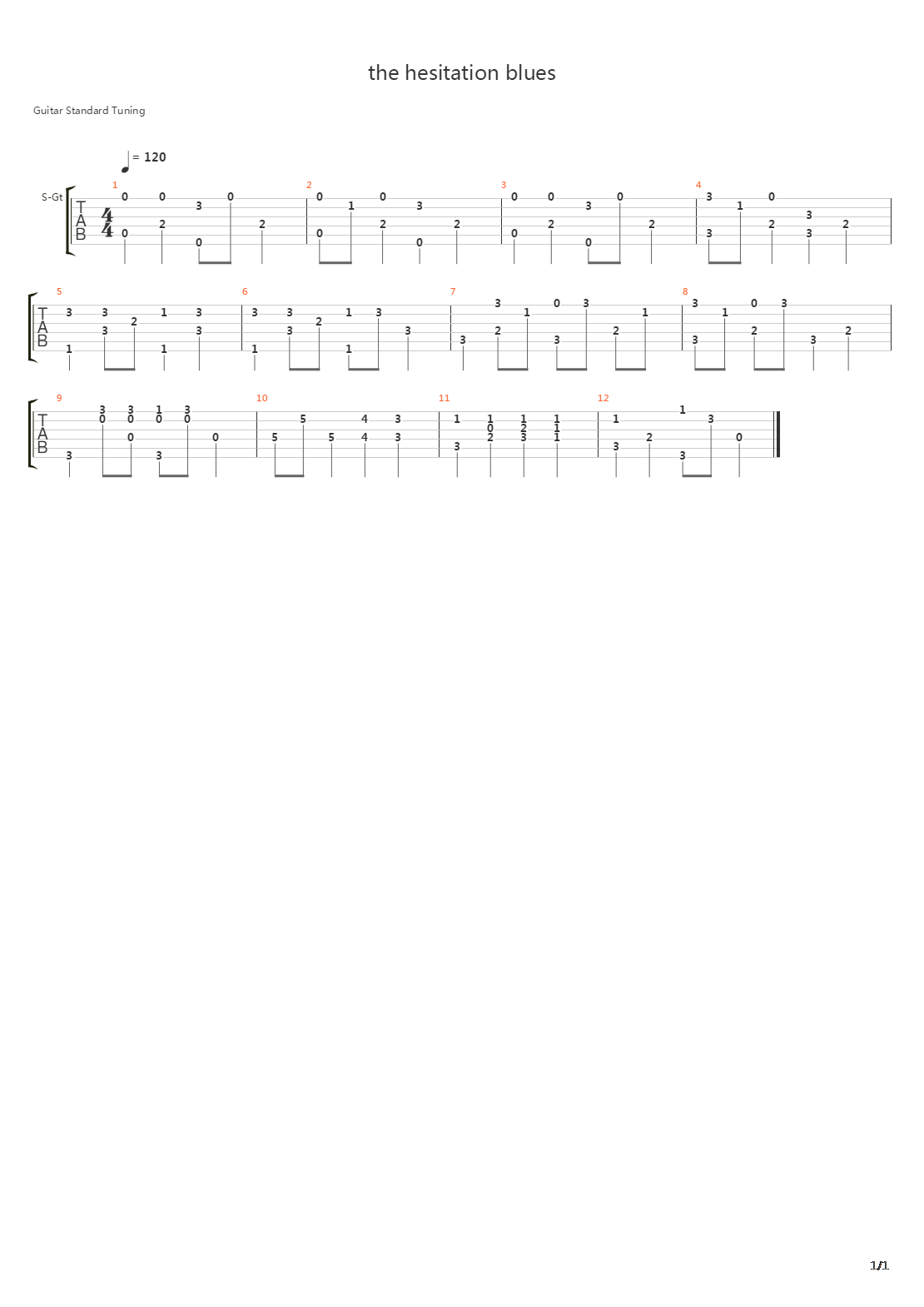 the hesitation blues吉他谱