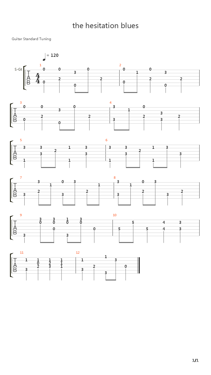 the hesitation blues吉他谱