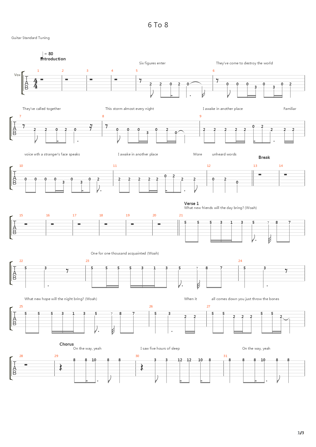 6 To 8吉他谱