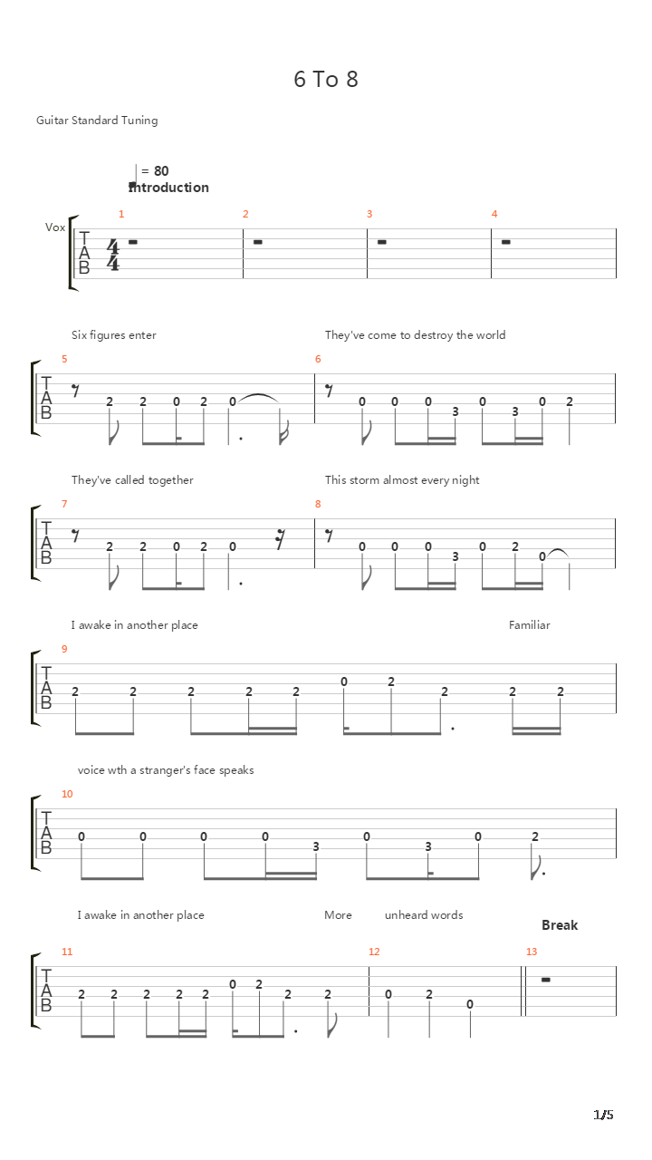 6 To 8吉他谱