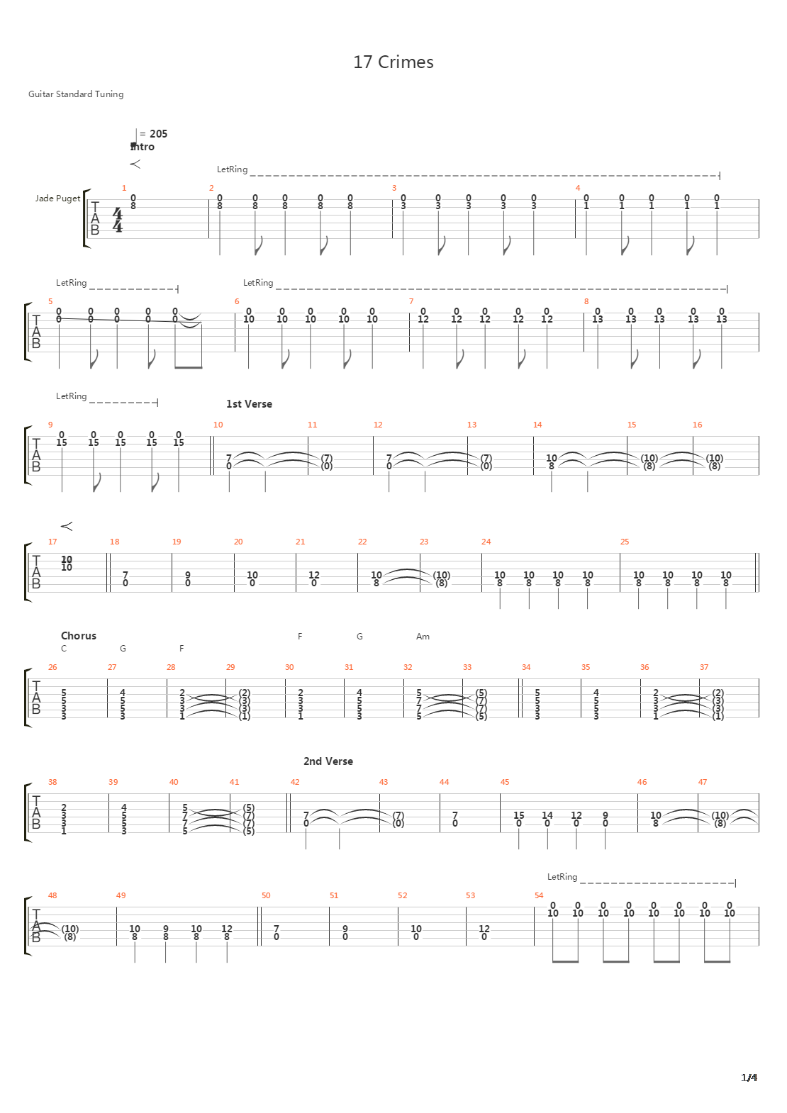 17 Crimes吉他谱