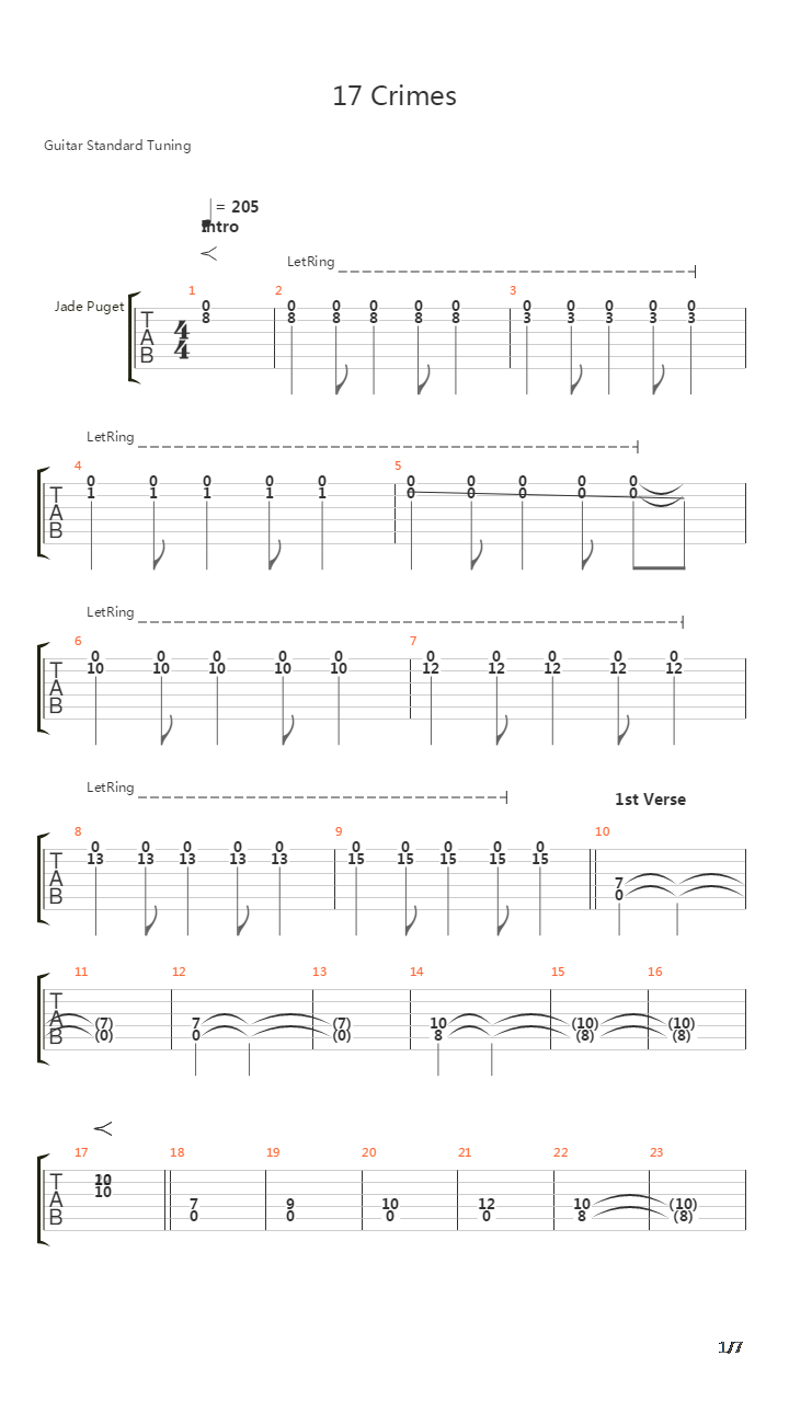 17 Crimes吉他谱