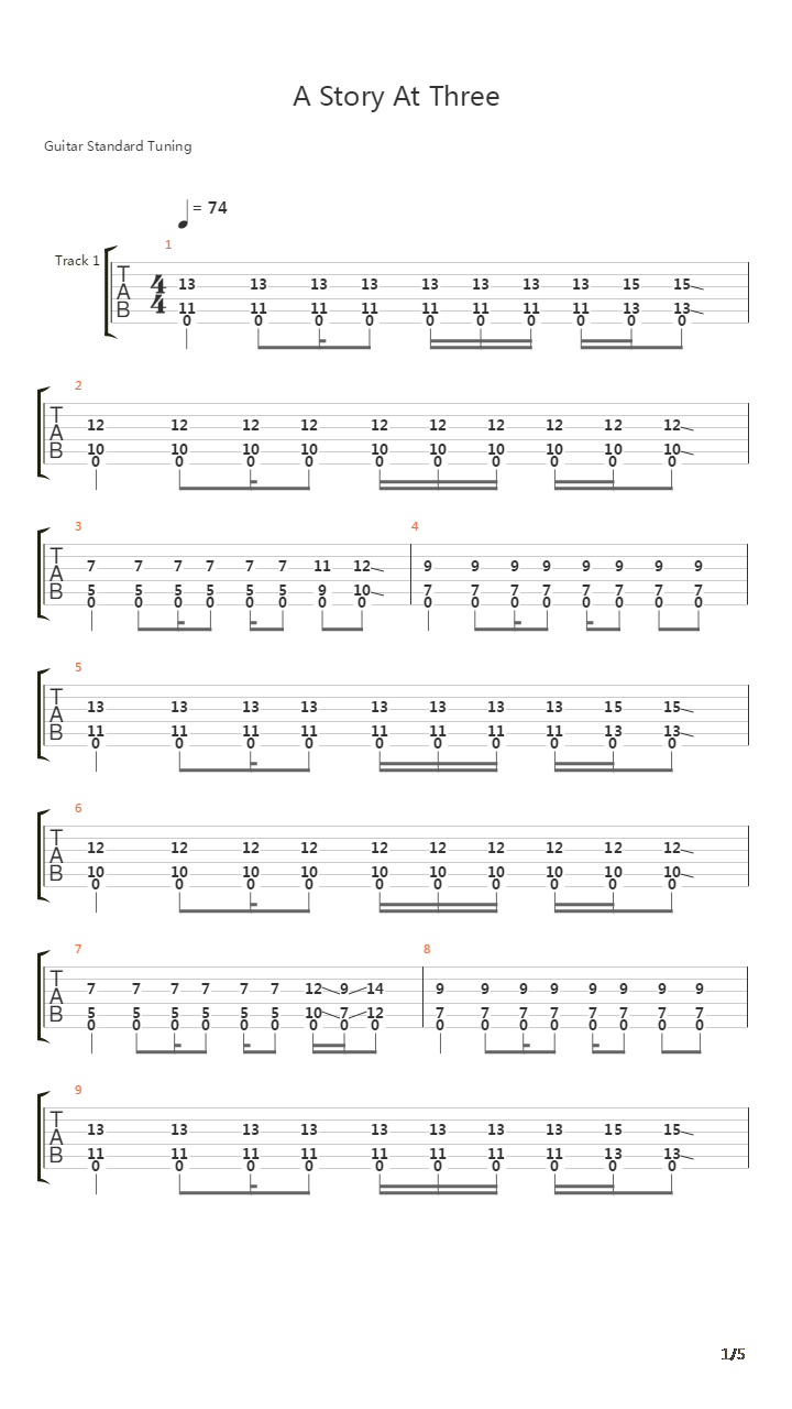 A Story At Three吉他谱